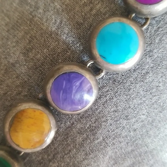 Exquisite Vintage Stone and 950 Silver Bracelet - Picture 5 of 7